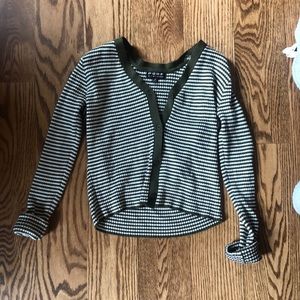 Green Striped Long Sleeve Button Up